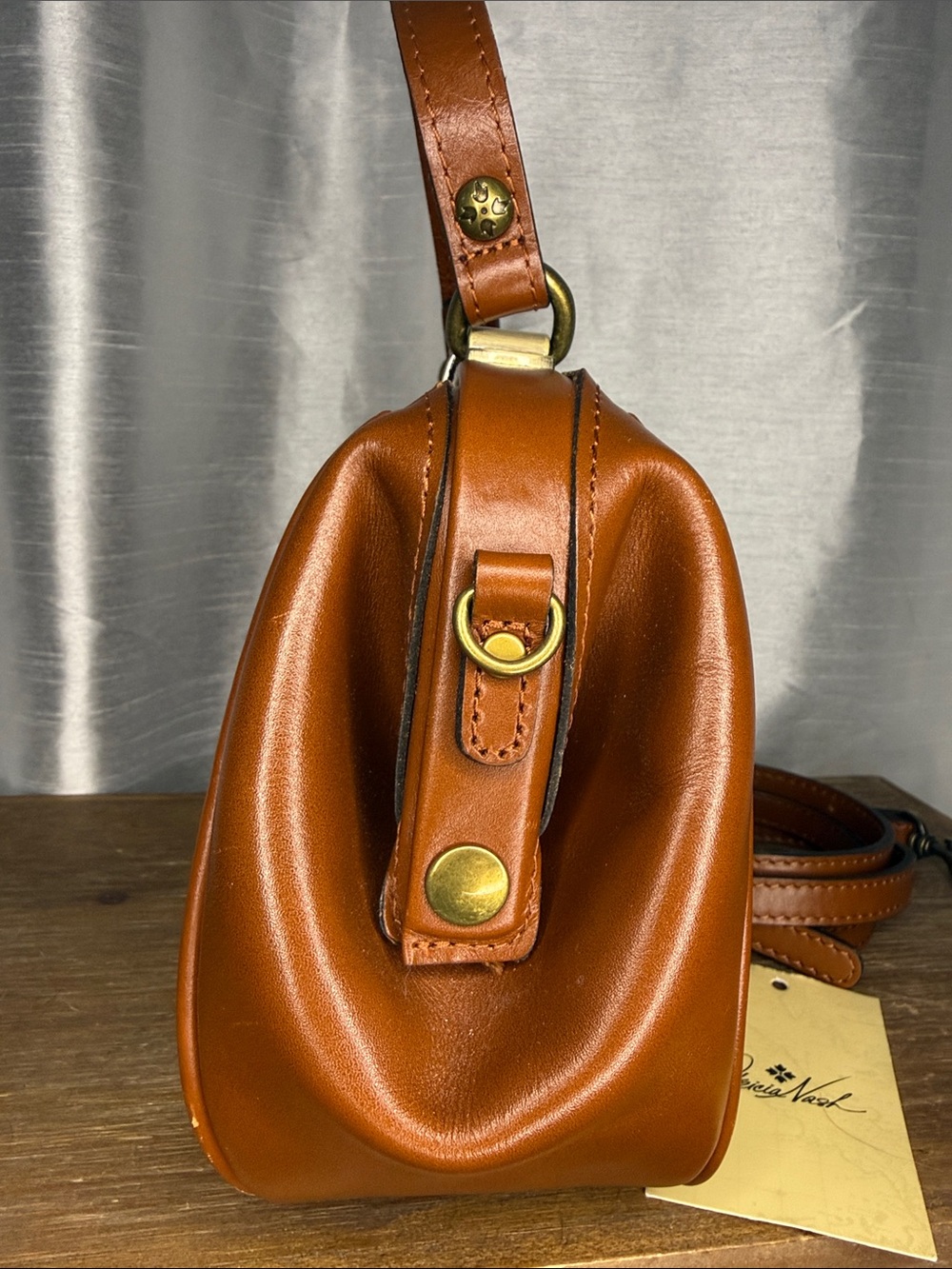 Patricia Nash Tooled Gracchi Florence Frame Satchel Leather Rich Brown Authentic - Picture 10 of 14